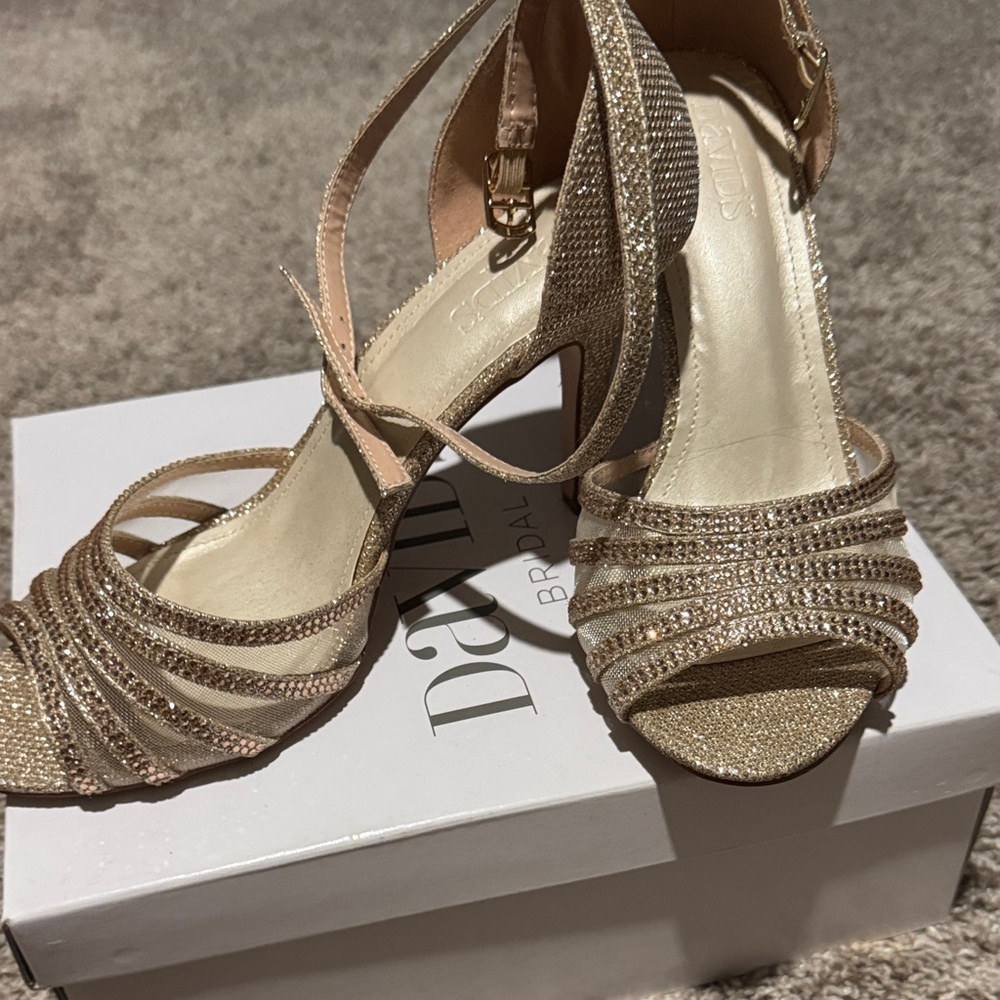 Nude Glitter Mesh Heels